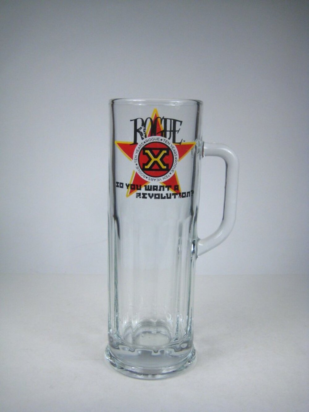 Rogue Ten Years Revolution Beer Mug 9 Inch Glass Stein Barware Stein Oregon